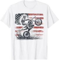 Dirt Bike American Flag Motocross T-Shirt M