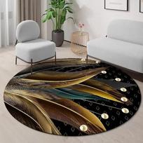 Auksinis ginkmedžio lapas apvalus kilimas abstraktus geometrinis kilimas svetainei miegamojo virtuvei dekoratyvinis neslystantis vidaus grindų kilimėlis Diameter 60cm
