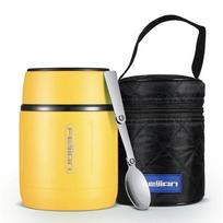FEIJIAN 500ml Portable Vacuum Cup Food Thermos 316 Stainless Steel Simple Vacuum Insulated Food Jar with Spoon Kids Lunch Box 500ml geltona