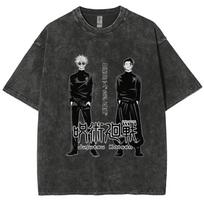 Jujutsu Kaisen Gojo Satoru  Geto Suguru The Strongest Duo Vintage Washed Oversized Anime Streetwear Unisex Casual Black TShirt S