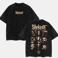 Vintage Washed Slipknot Album Poster Graphic Print TShirts Global Tour Mercah Men Women Street Oversized Cotton Tees S