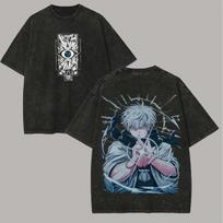 Gojo Satoru Jujutsu Kaisen Anime Tshirt Men Women Clothing Trendy Washed T Shirt Summer Casual Short Sleeve Cotton Tees Tops S