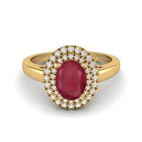 2.10 Cts Oval Ruby Solitaire 925 Sterling Silver Gold Vermeil Halo Women Anniversary Ring 8