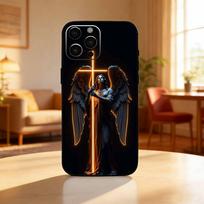 Jėzus Biblijos eilutė Krikščioniškas telefono dėklas iPhone17,16,15,14,13,12 Plus,Max, Minkštas silikoninis juodas dangtelis iPhone14