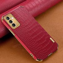Odos dėklas su krokodilo raštu Samsung Galaxy A52s A52 S A12 A72 A82 A22 5g A42 A32 A21s A02 telefonams. Magnetinis žiedas. For Samsung A52S 5G brown