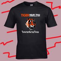 Tigras Muay Thai Logotipas Mma Kickboxing Sporto Salė Juodi Unisex Marškinėliai S