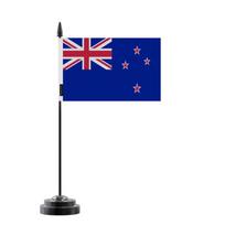 Drapeau de Table de la Nouvelle-Zélande – 14 x 21 cm – Polyester – Socle en Plastique Noir – Pixelforma gryna