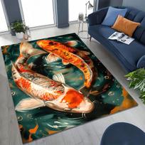 Luxurious Lucky Koi Fish Yin Yang Carp Cartoon Rug Carpet for Bedroom Living Room Sofa Home Doormat Decor,Kid Non-slip Floor Mat 40x60cm( 15x23in )