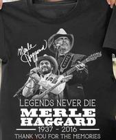Vintage Merle Haggard Memories Signed Men T-shirt Black Cotton All Sizes Unisex T-Shirt XXXL