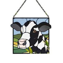 Handcrafted Black White Cow Suncatcher Stained Glass Style Window Hanging Panel 2D Acrylic Cow Ornament for Farmhouse Window Wall Decor Gift for 15cm B