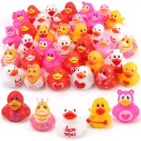 60pcs Valentines Day Rubber Ducks Bulk Mini Small Rubber Duckies Fun Pool Bathtub Toys Party Favors Gifts