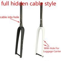 700C Full hidden cable Cyclocross Travel Gravel Road Bike UD Full Carbon Fibre Disc Brake Fork With Luggage Carrier Hole black gloss finish