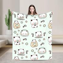 Cartoon Panda Bubu Dudu Blankets Fleece Print  Portable Lightweight Thin Throw Blanket for Bed Office Rug Piece 150x200cm