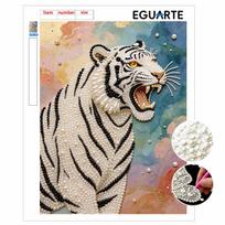 Shiny Pearl Majestic White Tiger DIY Painting Creative Bead Art Craft Household Wall Decoration Nice Present For Art Hobbyists Home Decor Items 30x40