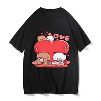 Bubu and Dudu Print T-shirts Cotton Funny Men/Women Clothing Harajuku Couple Valentine's Day Gift Tshirt Unisex Tops Streetwear S įvairiaspalvis