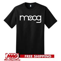 MOOG JUODI MARŠKINĖLIAI Marškinėliai su logotipu Sintetizatorius Synth Edm Dj Muzikos kūrimas Unisex Marškinėliai S įvairiaspalvis