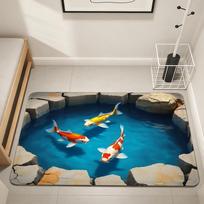 Modern Creative Carp Pond Abstract Home Bedside Rug Kitchen Bath Floor Mat Hallway Balcony Carpet Entrance Doormat hogar Decor 40cm x 60cm