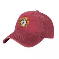 Autumn Fall Siberian Husky Dog Baseball Caps Fashion Denim Hats Outdoor Adjustable Casquette Streetwear Baseball Cowboy Hat One Size