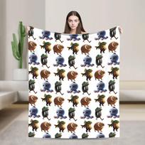 Brainrot Meme Italian Characters Knitted Blankets Flannel Funny Meme Ultra-Soft Throw Blankets for Bedding Couch Bedspread 200x150cm 80x60in