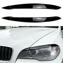 For BMW X5 E70 Car Headlight Lamp Eyebrows Cover Trim Auto Eyelids Lids Head Light Eyebrow Gloss Black Carbon Fiber 2008-2013 Gloss Black