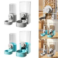 Hanging Cage Automatic Water Dispenser Auto 1.2l Self Feeding Feeder And 0.52l Waterer Set Crate Auto Feeder Squirrel Proof Pole (Blue,One Size) mėlyna