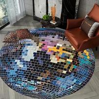 Disco Laser Ball Graphics Round Rug Living Room Sofa Rug Bedroom Bedside Rug Lounge Art Coffee Table Floor Mat Entrance Door Mat Diameter 60cm