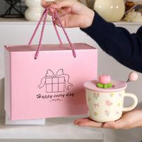 CreativGift box cups, mugse Coffee Mug with Tulip Flower Design Ceramic Cup Women Aesthetic Ins Style Breakfast Cup