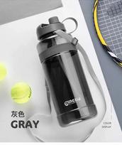 1L 2L 3L Double Straw Water Drinking Bottle Sport Water Bottle Cup with Straps BPA Free Outdoor Large 700 1000 2000 3000ml 700ml pilka spalva