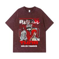 GSM Washed Tshirts  Cotton Record of Ragnarok V Thor Print Unisex Heavy Cotton T Shirt S