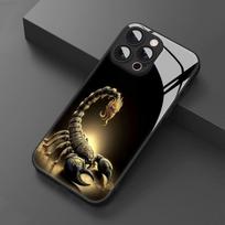 Luxury gold scorpion patterned tempered glass phone case suitable for iPhone 17 16 15 14 13 12 11 Pro/Max/Plus scratch resistant iPhone 15PRO