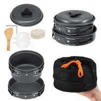 Stackable Camping Cookware Set Non-Stick Camping Cooking Set Durable Portable Cookware Kit  Hiking Cookware Mess Kit