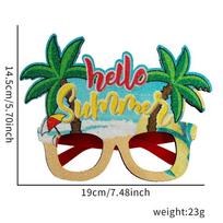 Hawaiian Sunglasses: Summer-Themed Party Sunglass Frame Decorations  Flamingo, Coconut Tree, and Pineapple Sunglass Frames as the picture