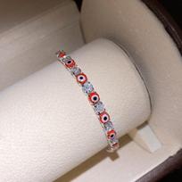 Luxury Vintage Rhinestone Devil's Eye Bangle Banquet Clothes Jewelry  Valentine's Day Gift raudona