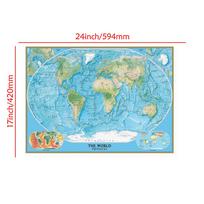Pasaulio žemėlapis-Geografinis žemėlapis su vandenynų srovėmis Sienos meno foninis audinys, Gradacijos, Geografinis, Turizmo/Švietimo įrankis 24*17inch (59*42cm)
