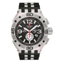 Swiss Alpine Military Aviator Supersize Chronograph Rubber Strap Black Dial Quartz 7033.9837 100M Men's Watch juoda