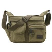 Men Casual Sling Bag Messenger Bag Crossbody Bag Shoulder Bag Unisex Travel Outdoor Vintage Bags 30x21x12cm chaki