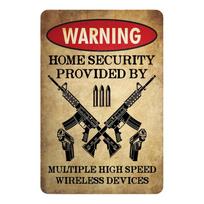 Metal Warning Sign Home Security Provided By Multiple High Speed Wireless Devices Decorative Tin Plate Wall Art for Indoor Outdoor Use