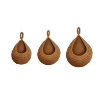 Hanging Vegetable Storage Basket Set 3 Pieces Woven Cotton Rope Wall Mounted Fruit Basket Organizer Net Pouch for Kitchen and Home One Size