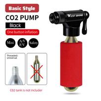 WEST BIKING CO2 Air Pump With Barometer Portable MTB Road Bike Tire Inflator Quick Pumping Schrader Presta Adapter Bicycle Pump Basic Style Black