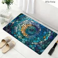 2D Spiral Pebble Stone Doormat Rustic Earthy Tone Swirl Pebble Pattern En Natural Home Decor Carpet Soft Non-Slip Welcome Mat 40x60cm