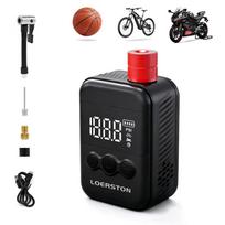 LOERSTON Mini Portable Electric Air Pump Digital Inflator 130PSI MTB Road Bike Accessories For Bike Schrader Presta Tires juoda