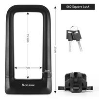 WEST BIKING Bicycle U-lock Thicken Zinc Alloy Anti-theft Safety Lock Motorcycle E-bike Scooter Bike Lock Cycling Accessories 0705060 Black
