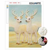 Pearl DIY Art Painting Two Deer Handcrafted Picture Indoor Wall Ornament Relaxing Leisure Hobby Exquisite Home Decoration Gift for Family 30x40cm