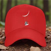 Astronaut Swinging on Moon Graphic Baseball Cap Polyester Casual Adjustable Sun Hat for Outdoor One Size