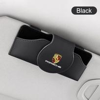 Automobilio skydelio nuo saulės akinių spaustukas Daugiafunkcinis dėklas Akinių laikiklis Porsche 911 Cayenne Panamera Macan Boxster Carrera-GT 928 944 juoda