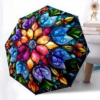 Colorful Mandala Umbrella, Lightweight & Portable, 8-Rib Iron Frame, Perfect for Outdoor Travel, Home Accessory, Christmas Gifts