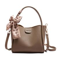 Minimalist Crossbody Bag Solid Color Women 's Handbag Elegant Pu Leather Bucket Bag  Travel chaki
