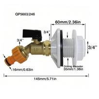 IBC S60*6 Kit IBC water tank adapter flange through plate+ copper valve+ plastic nipple joint, garden automatic irrigation