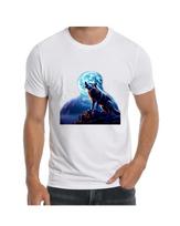 Wolf Howling Against The Moon T-Shirt for Men Apparel Short Sleeve Clothing M