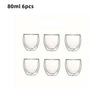 6 vnt. Dvigubos sienelės Espresso Puodeliai 80/150/250/350/450ml Izoliuoti Skaidraus Stiklo Kavos Puodeliai Karštiems ar Šaltiems Kapučino Latai Arbatos 80-450ml